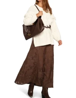 Belle & Bloom Play It Cool Coupe Maxi Skirt in Chocolate