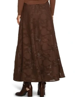 Belle & Bloom Play It Cool Coupe Maxi Skirt in Chocolate