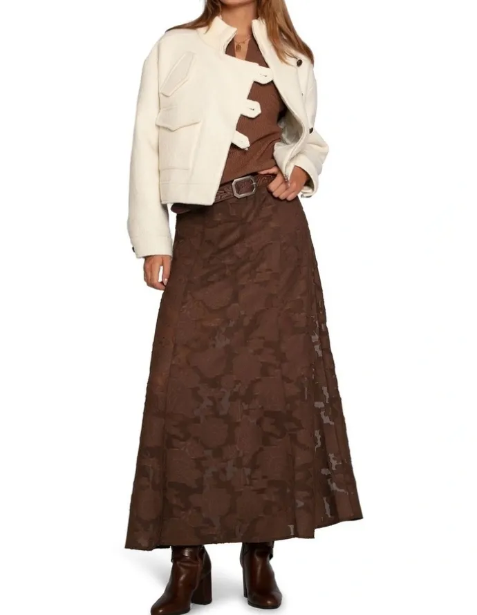 Belle & Bloom Play It Cool Coupe Maxi Skirt in Chocolate