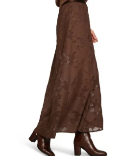 Belle & Bloom Play It Cool Coupe Maxi Skirt in Chocolate