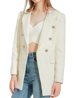 Belle & Bloom Princess Polina Tweed Blazer in Cream