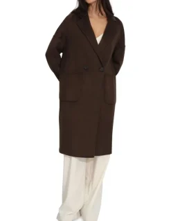 Belle & Bloom Publisher Double-Breasted Wool Blend Coat in Chocolate