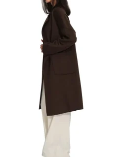 Belle & Bloom Publisher Double-Breasted Wool Blend Coat in Chocolate
