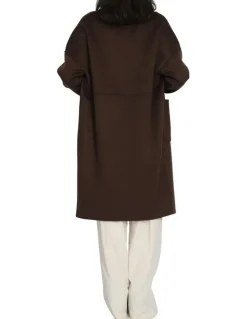 Belle & Bloom Publisher Double-Breasted Wool Blend Coat in Chocolate