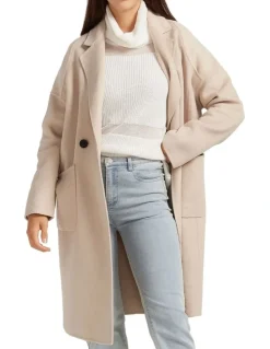 Belle & Bloom Publisher Double-Breasted Wool Blend Coat in Beige