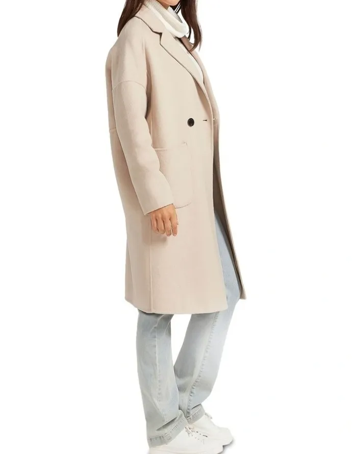 Belle & Bloom Publisher Double-Breasted Wool Blend Coat in Beige