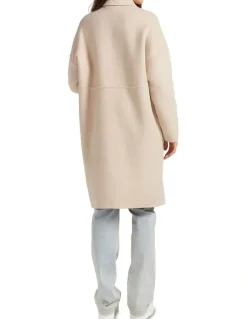 Belle & Bloom Publisher Double-Breasted Wool Blend Coat in Beige