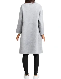 Belle & Bloom Publisher Grey Marl Double-Breasted Wool Blend Coat