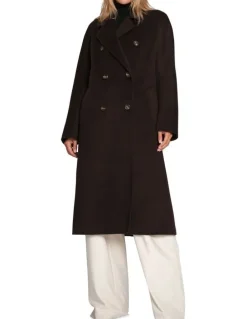 Belle & Bloom Real Love Classic Double Breasted Coat in Chocolate