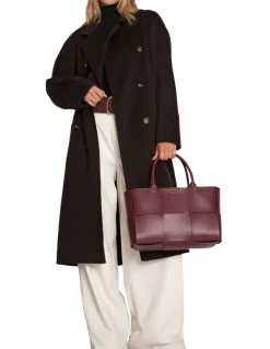 Belle & Bloom Real Love Classic Double Breasted Coat in Chocolate