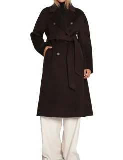 Belle & Bloom Real Love Classic Double Breasted Coat in Chocolate