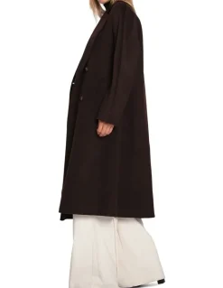 Belle & Bloom Real Love Classic Double Breasted Coat in Chocolate