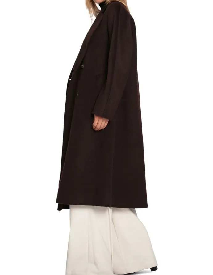 Belle & Bloom Real Love Classic Double Breasted Coat in Chocolate