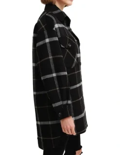 Belle & Bloom River's Edge Plaid Shacket Nearly Black