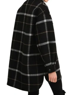 Belle & Bloom River's Edge Plaid Shacket Nearly Black