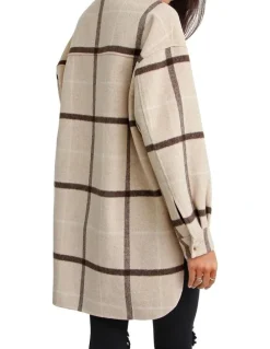 Belle & Bloom River's Edge Plaid Shacket in Beige
