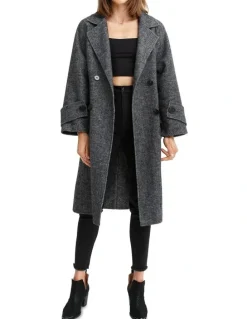 Belle & Bloom Rumour Has It Oversized Wool Blend Coat in Charcoal