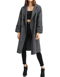 Belle & Bloom Rumour Has It Oversized Wool Blend Coat in Charcoal