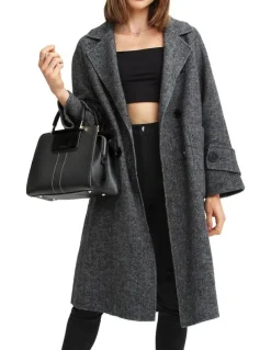 Belle & Bloom Rumour Has It Oversized Wool Blend Coat in Charcoal