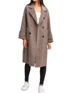 Belle & Bloom Rumour Has It Oversized Wool Blend Coat in Walnut