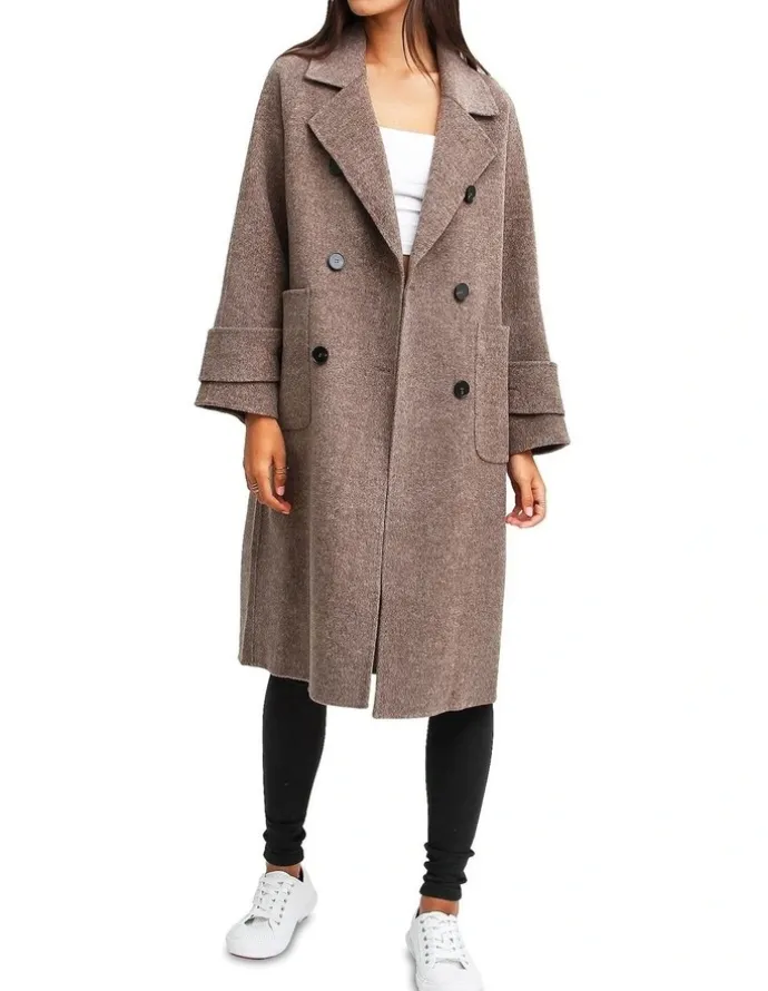 Belle & Bloom Rumour Has It Oversized Wool Blend Coat in Walnut