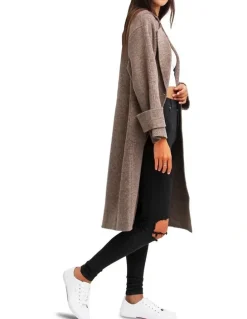 Belle & Bloom Rumour Has It Oversized Wool Blend Coat in Walnut
