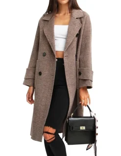 Belle & Bloom Rumour Has It Oversized Wool Blend Coat in Walnut
