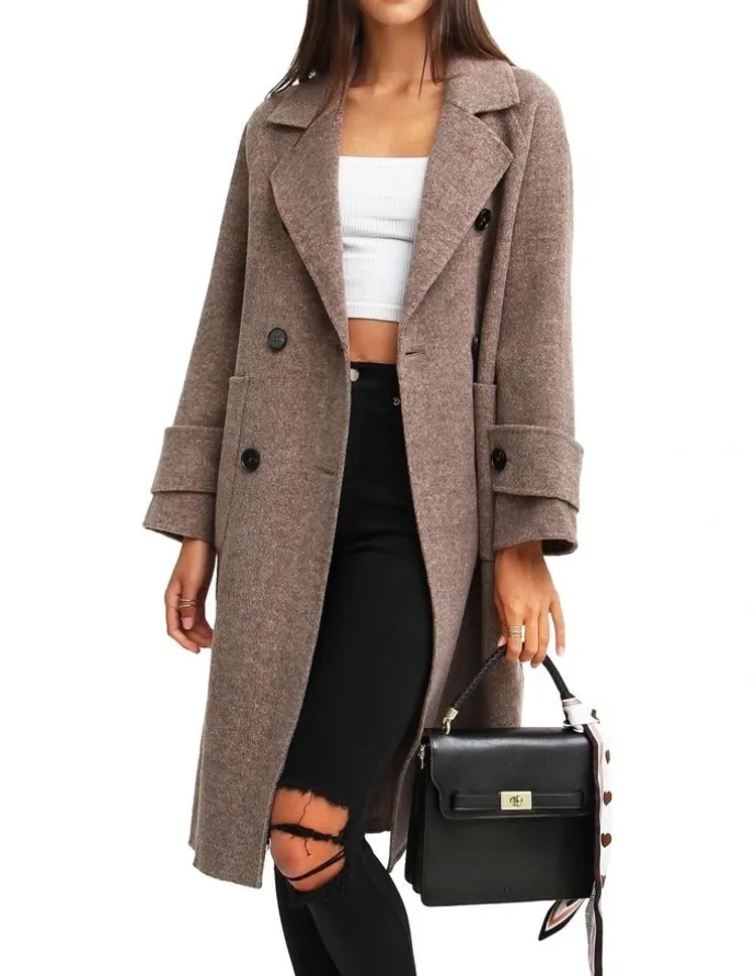 Belle & Bloom Rumour Has It Oversized Wool Blend Coat in Walnut