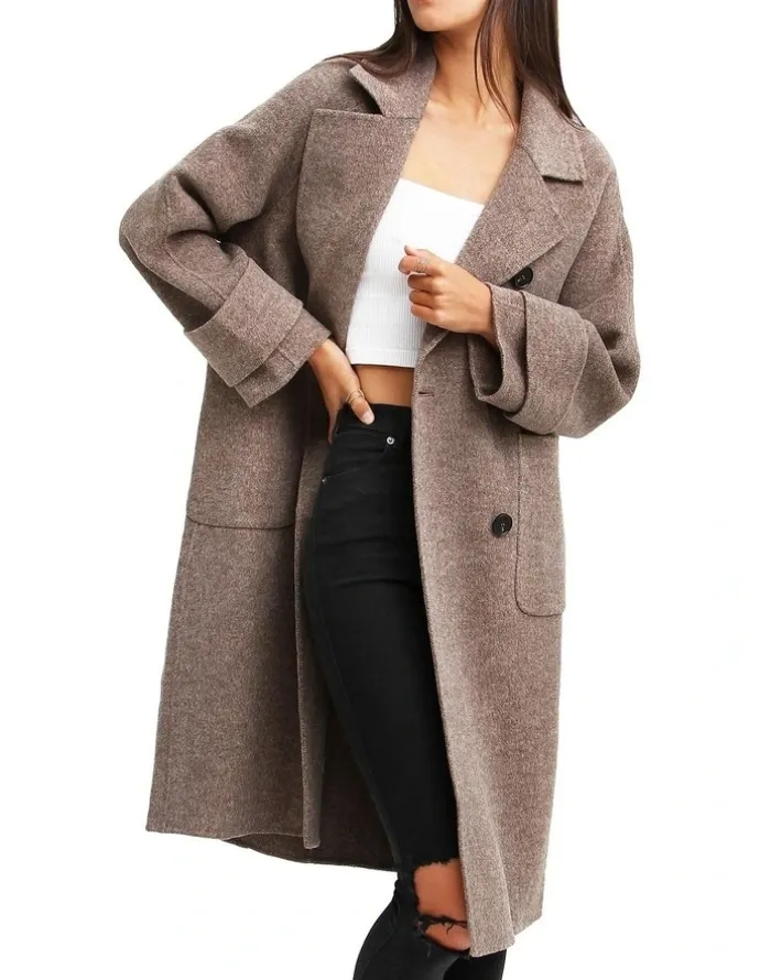 Belle & Bloom Rumour Has It Oversized Wool Blend Coat in Walnut