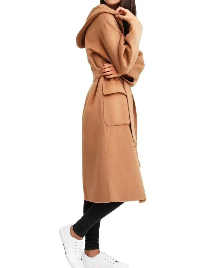 Belle & Bloom Runaway Wool Dark Camel Robe Coat