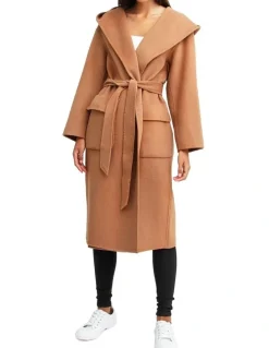Belle & Bloom Runaway Wool Dark Camel Robe Coat