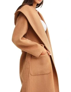 Belle & Bloom Runaway Wool Dark Camel Robe Coat