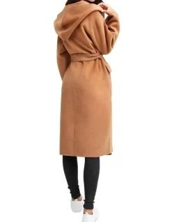 Belle & Bloom Runaway Wool Dark Camel Robe Coat