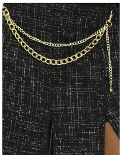 Belle & Bloom Set Me Free Tweed Skirt in Black