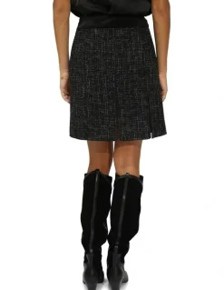 Belle & Bloom Set Me Free Tweed Skirt in Black