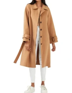 Belle & Bloom Shore To Shore Belted Wool Coat in Camel