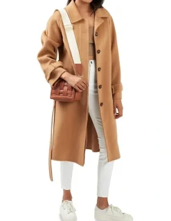 Belle & Bloom Shore To Shore Belted Wool Coat in Camel