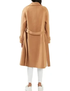 Belle & Bloom Shore To Shore Belted Wool Coat in Camel