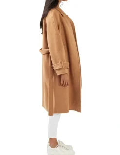 Belle & Bloom Shore To Shore Belted Wool Coat in Camel