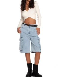 Belle & Bloom Skater Short in Stonewash