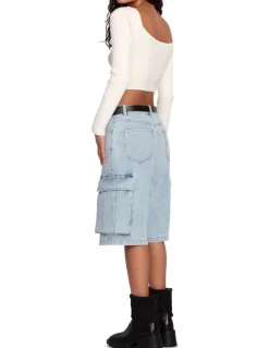 Belle & Bloom Skater Short in Stonewash