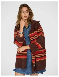 Belle & Bloom So Many Likes Oversized Knitted Cardi Coat in Chocolate
