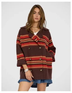 Belle & Bloom So Many Likes Oversized Knitted Cardi Coat in Chocolate