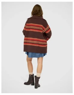 Belle & Bloom So Many Likes Oversized Knitted Cardi Coat in Chocolate
