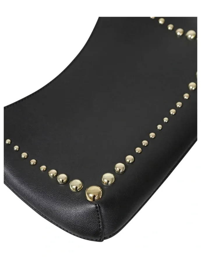 Belle & Bloom Studded Leather Shoulder Bag in Black