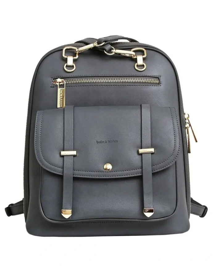 Belle & Bloom 5th Ave Leather Backpack in Charcoal