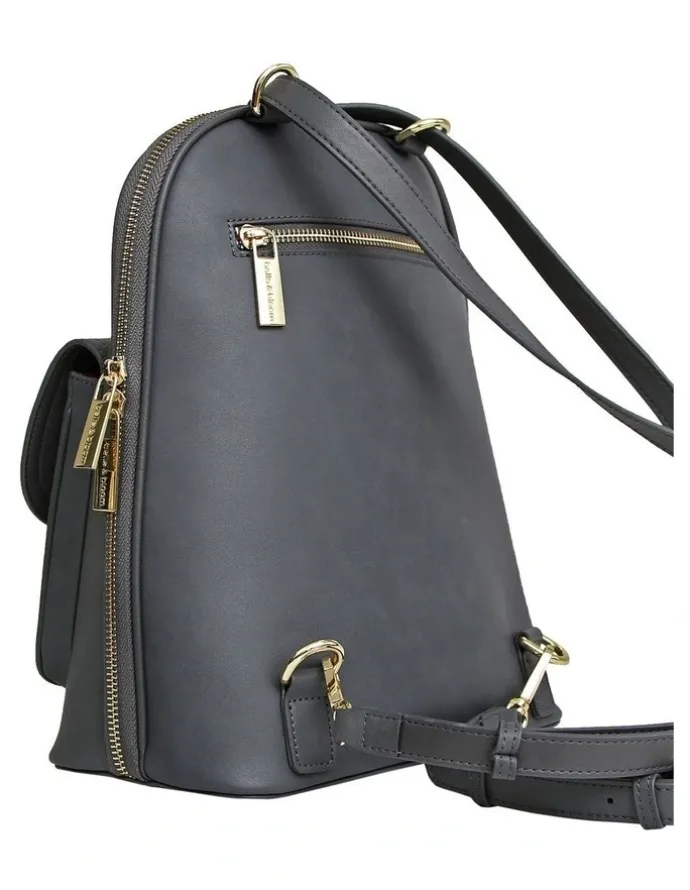Belle & Bloom 5th Ave Leather Backpack in Charcoal