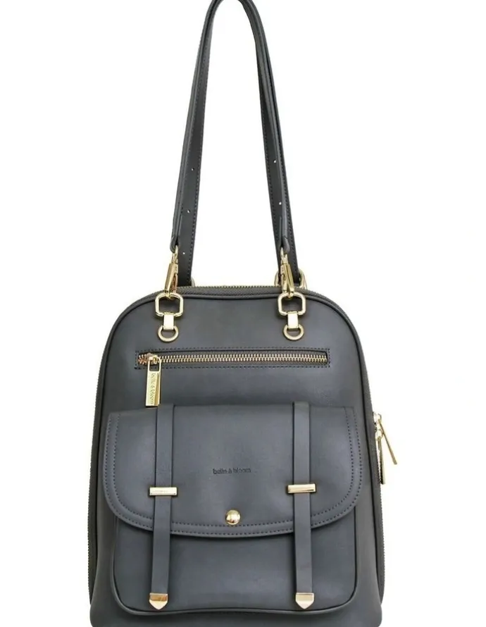 Belle & Bloom 5th Ave Leather Backpack in Charcoal