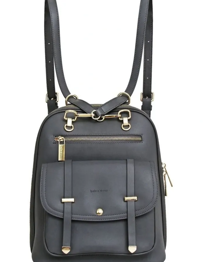 Belle & Bloom 5th Ave Leather Backpack in Charcoal
