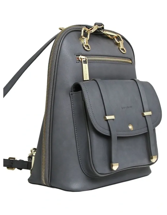 Belle & Bloom 5th Ave Leather Backpack in Charcoal